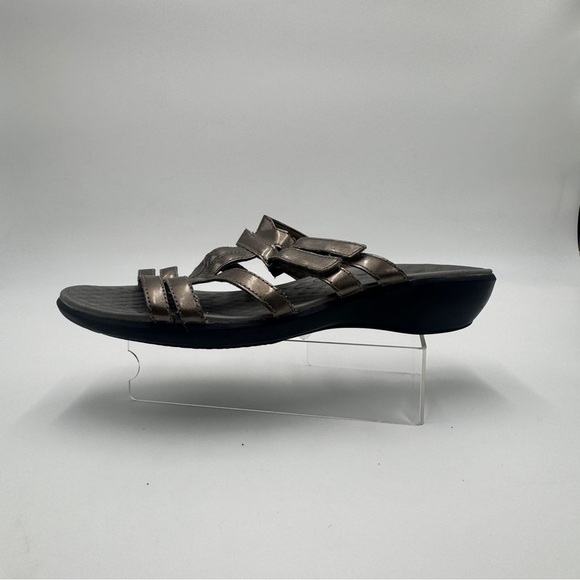 Clarks Bronze Strappy Slide Sandals - Picture 2 of 14